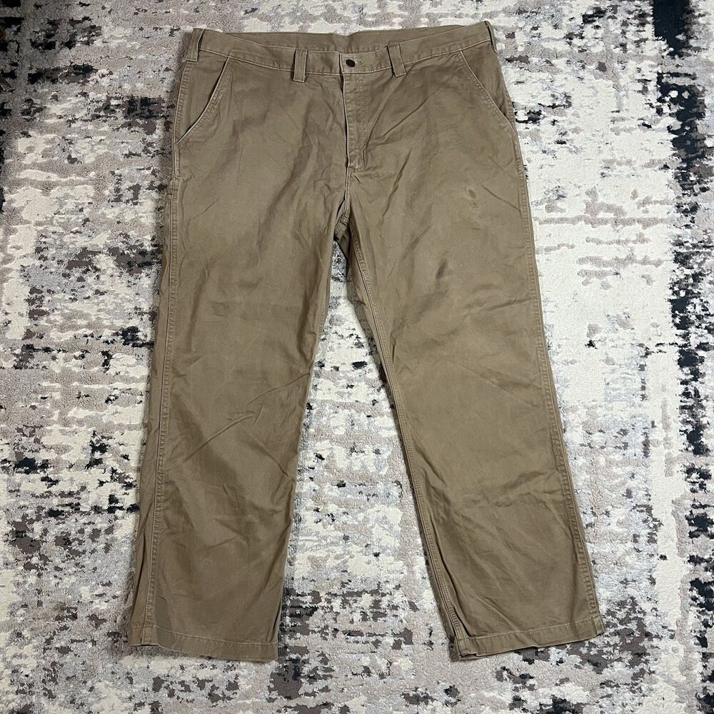 Carhartt Mens Khaki Work Pants 100095-253 Relaxed Fit Sz 42x29 Cotton